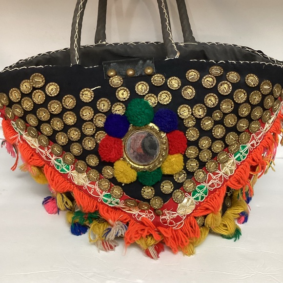 Vtg Sicilian Handcrafted Whimsical colorful Boho Retro Straw Shoulder Bag Beach - Picture 5 of 13